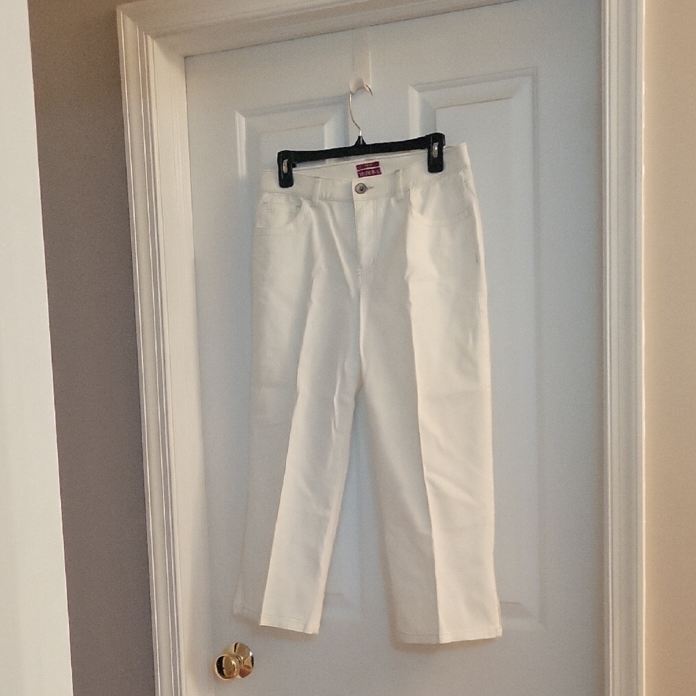 Merona Ivory Cropped Straight-Leg Elastic Waist Pants 4
